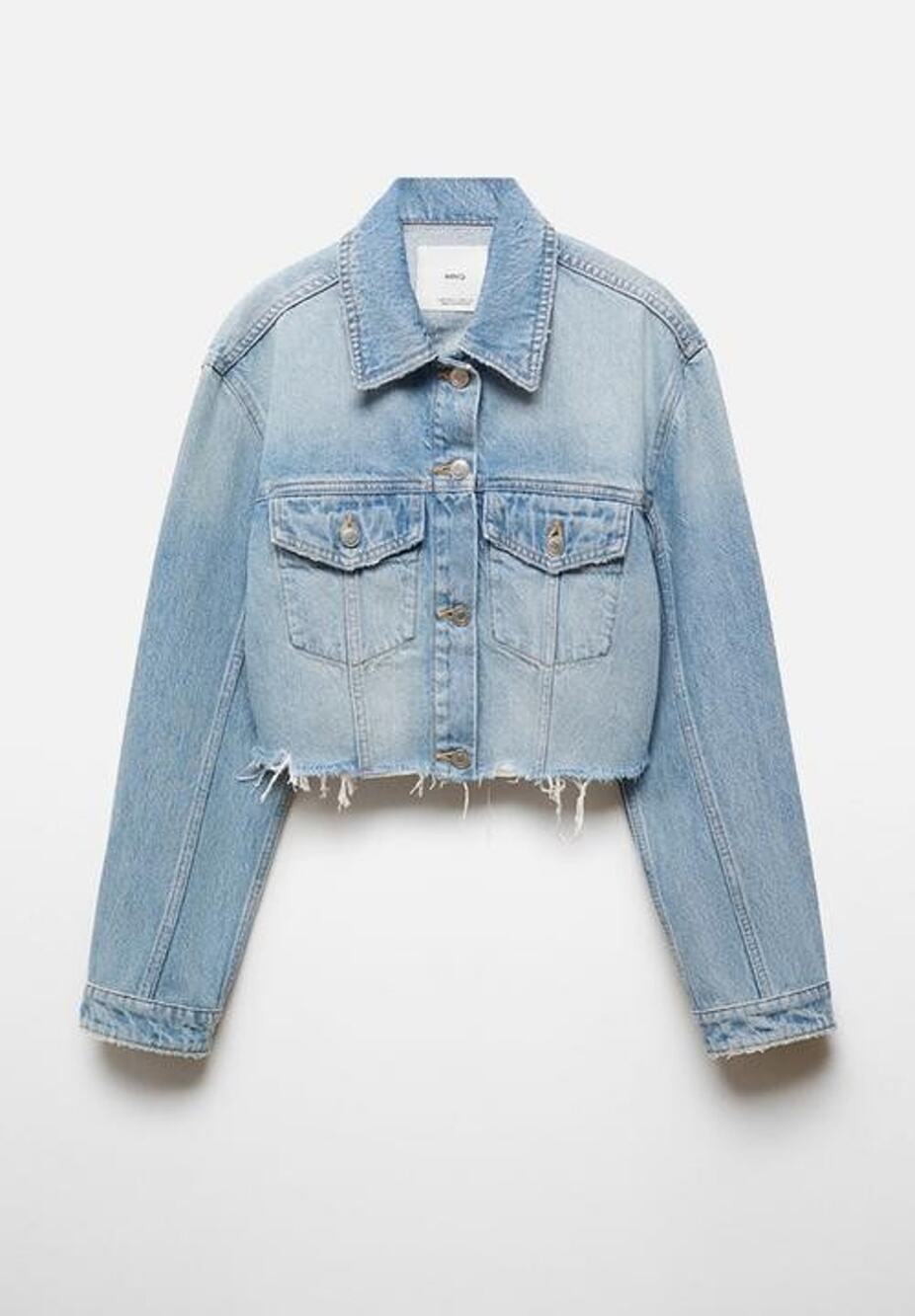MANGO Denim Jacket With Frayed Hem - S